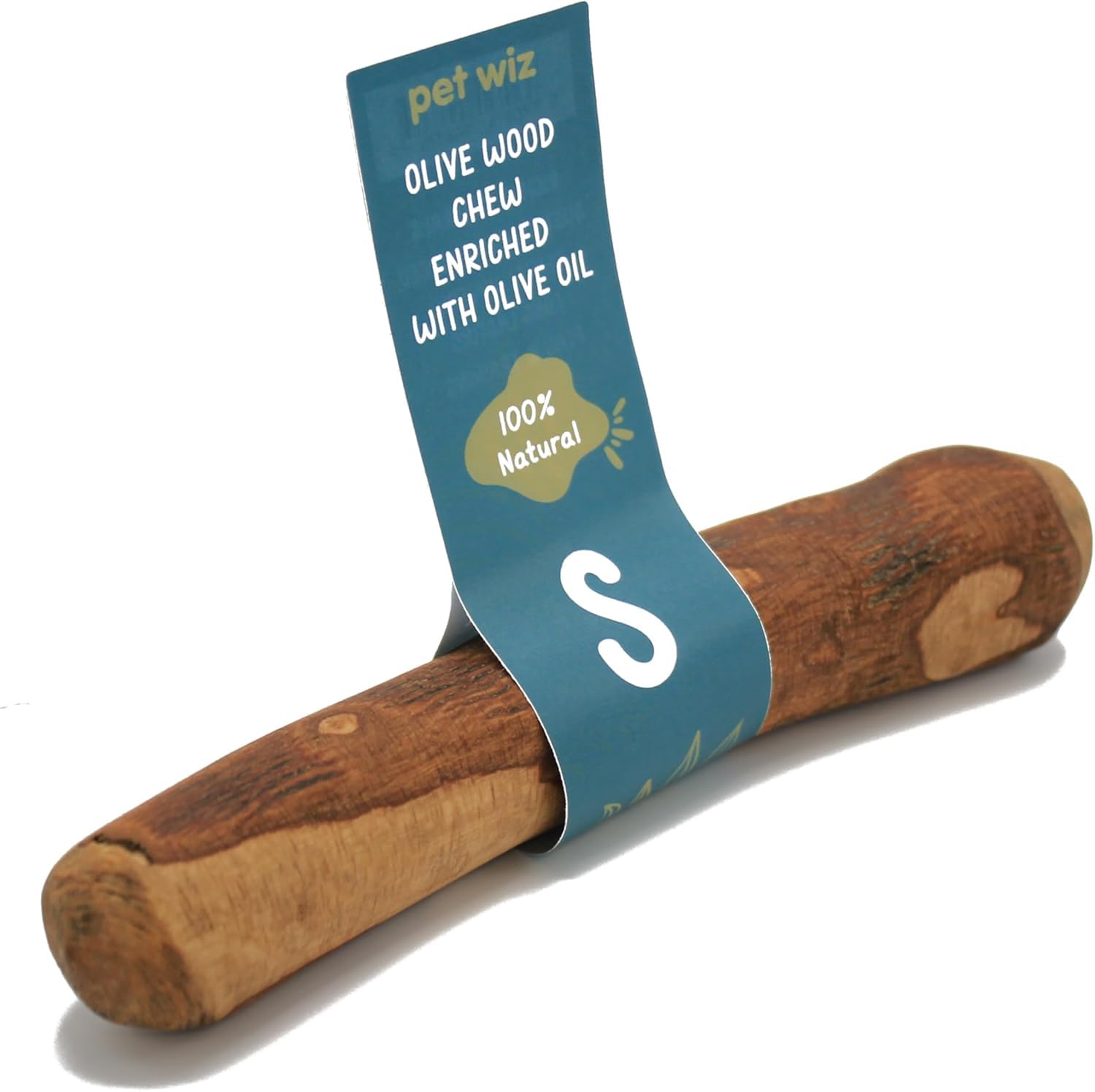pet wiz Wood Dog Chews | Helps Oral Hygiene, Provides Mental Stimulation and Reduce Stress | Natural, Durable, and Sustainable (Small, Olive Wood)