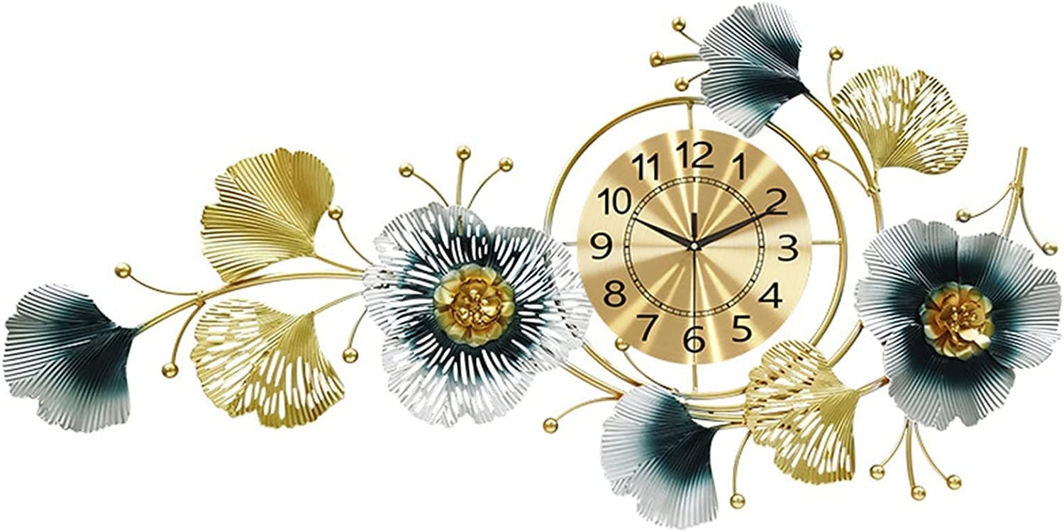 SaryEdge Wall Clock Modern Art Wall Clock Metal Wall Clock for Living Room Decor, Silent Non Ticking Operated Quartz Clock, Entrance Wall Decoration,83X50Cm Wall Decor Clo,