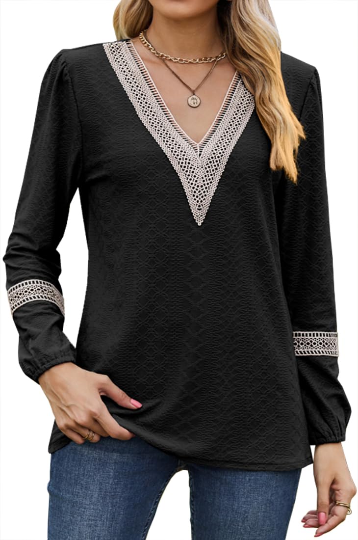 NIUHE Mujer Camiseta a Manga Larga Cuello V Fashion Style Blusa Mujer Elegante Curvy Verano