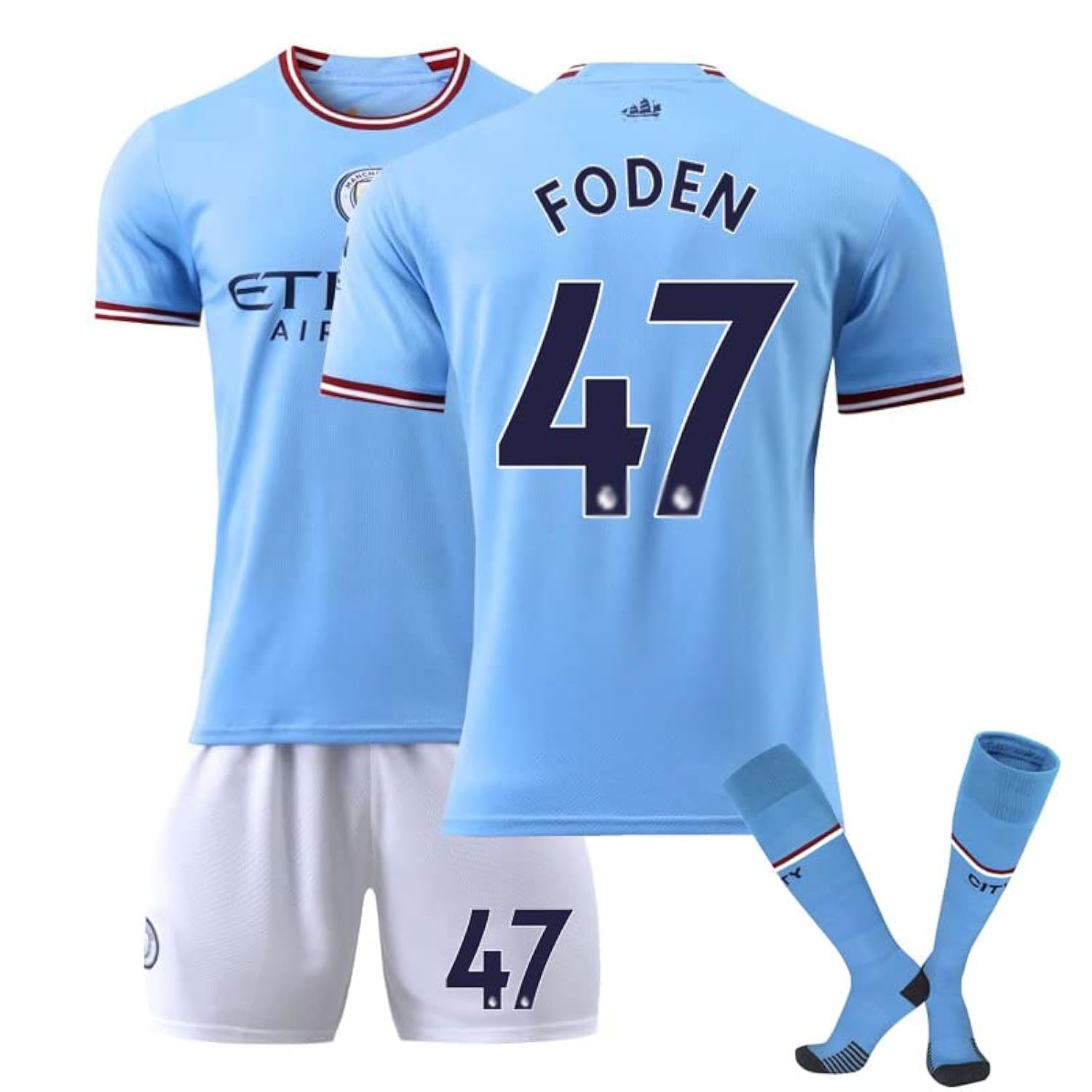 Jarttarn Foden No.47 Manchester Home Blue Football Soccer Jersey/Shorts Socks Gift Set Youth Sizes (24(8-9 Years))