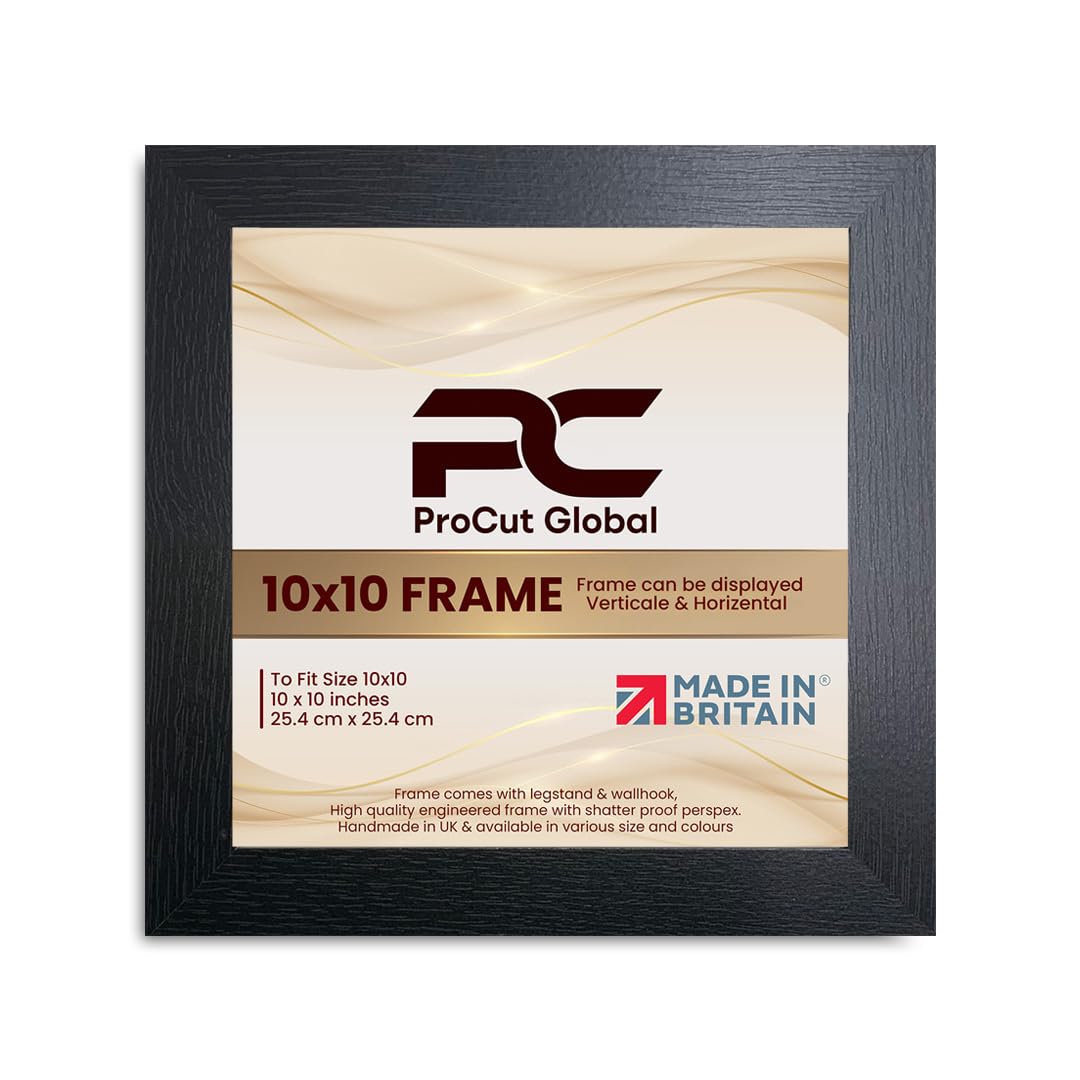 Procut Global 10X10 Black Picture Frames - Modern Wooden Photo Frame with Shatterproof Perspex for Wall or Tabletop - Perfect for Posters, Certificates, Prints - Sizes & Colors Available โ image 1