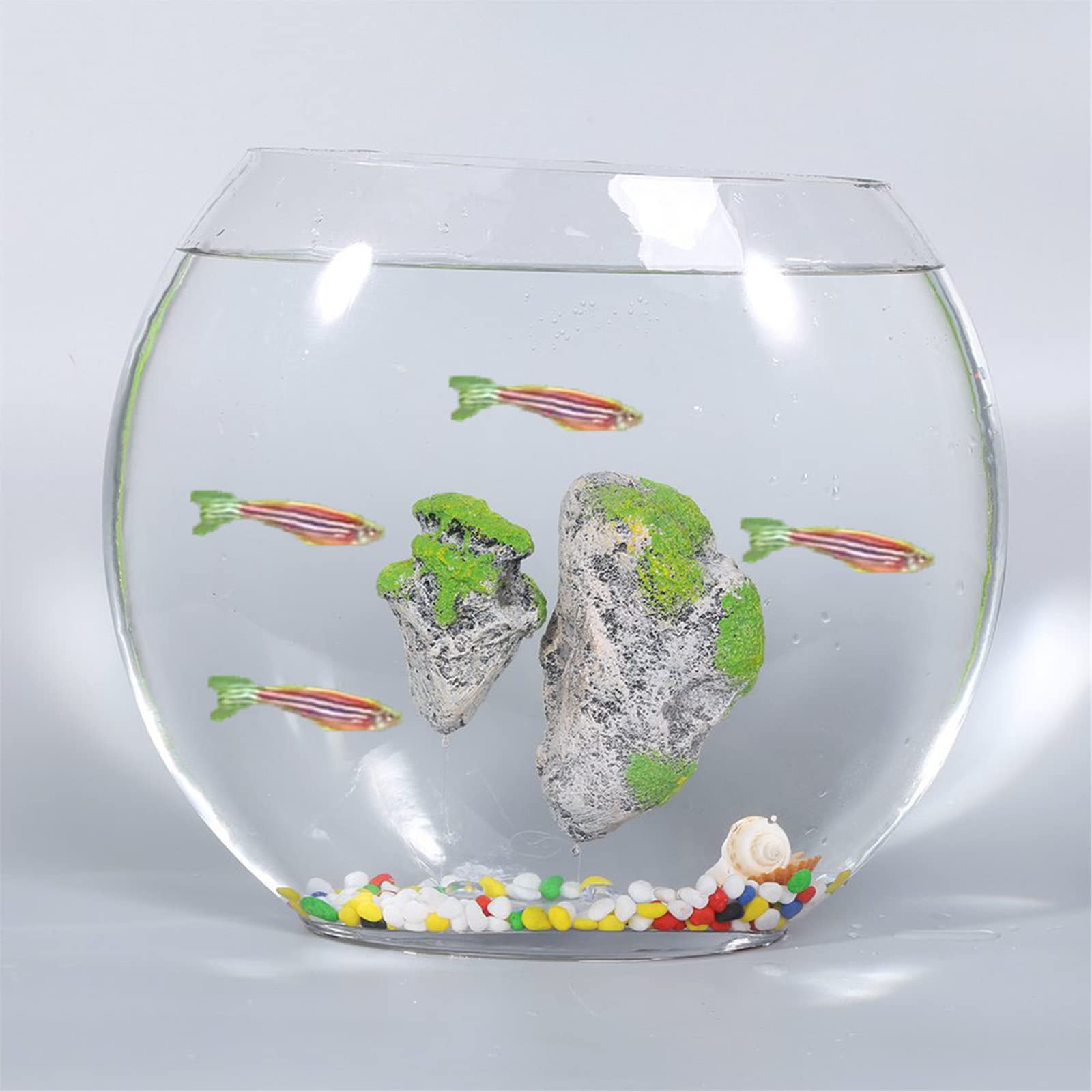 WANGCL 2Stuks Aquarium Kunstmatige Drijvende Rots Drijvende Kunstmatige Steen Rots voor Aquarium Decoratie Vistank Ornament met Zuignap en Draad