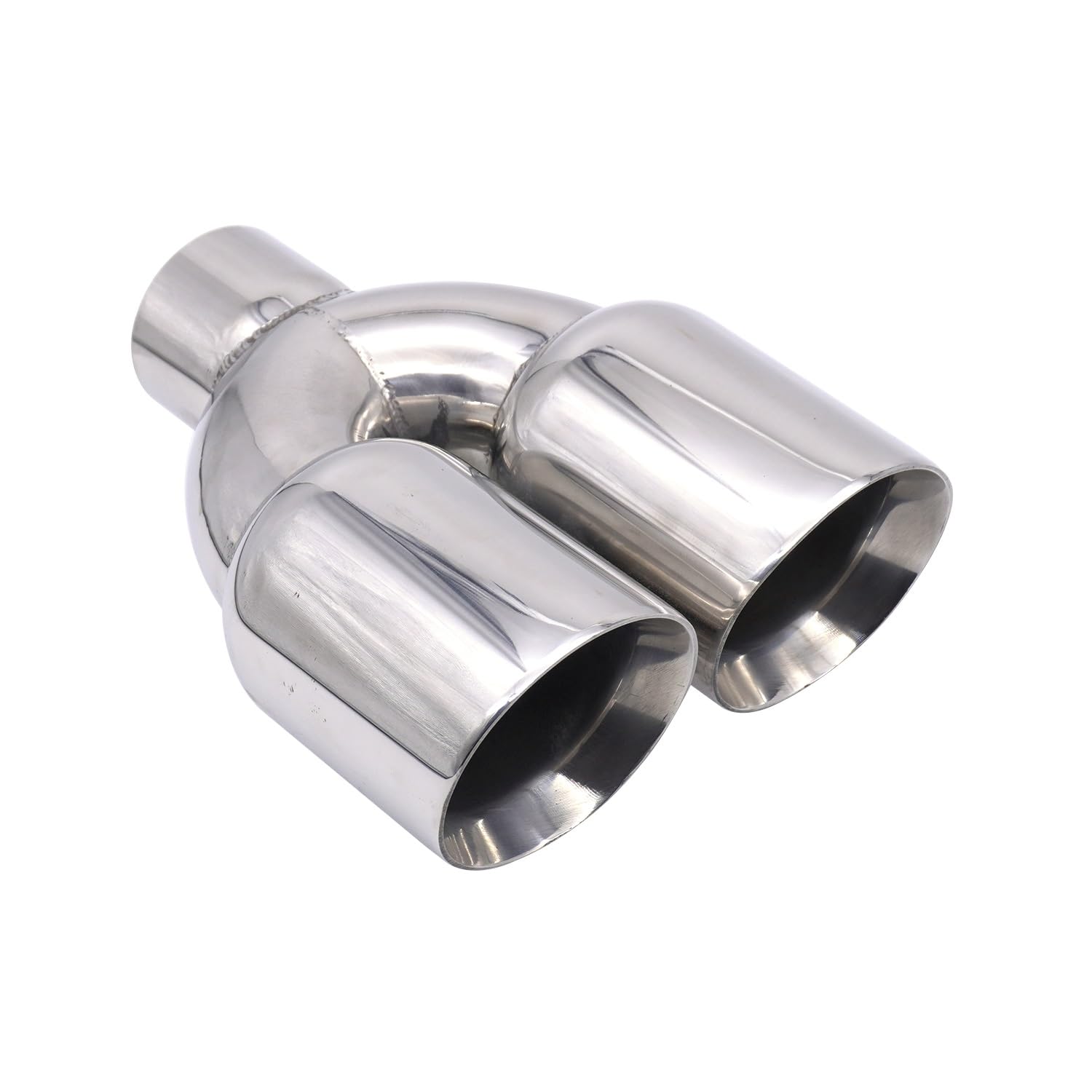 Qiilu Terminale Di Scarico Universale In Acciaio Inox - Ingresso 63mm, Uscita 89mm, Lunghezza 165mm - Colore Oro, Saldabile