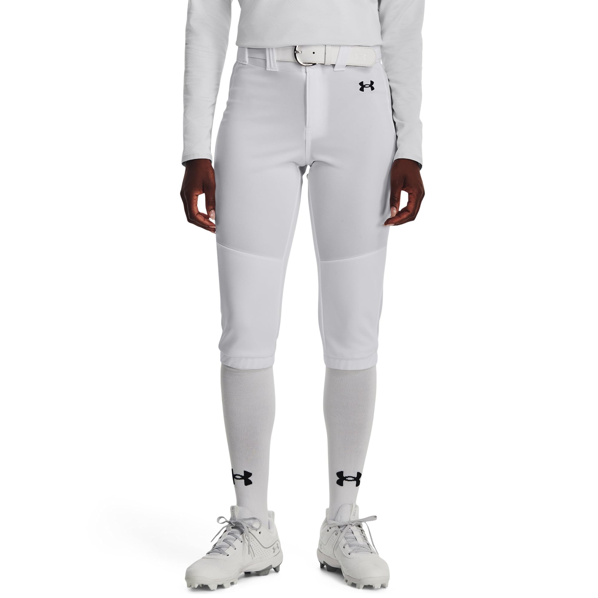 Under Armour Women's Standard Utility Softball Pants 22, (100) White / / Black, Medium