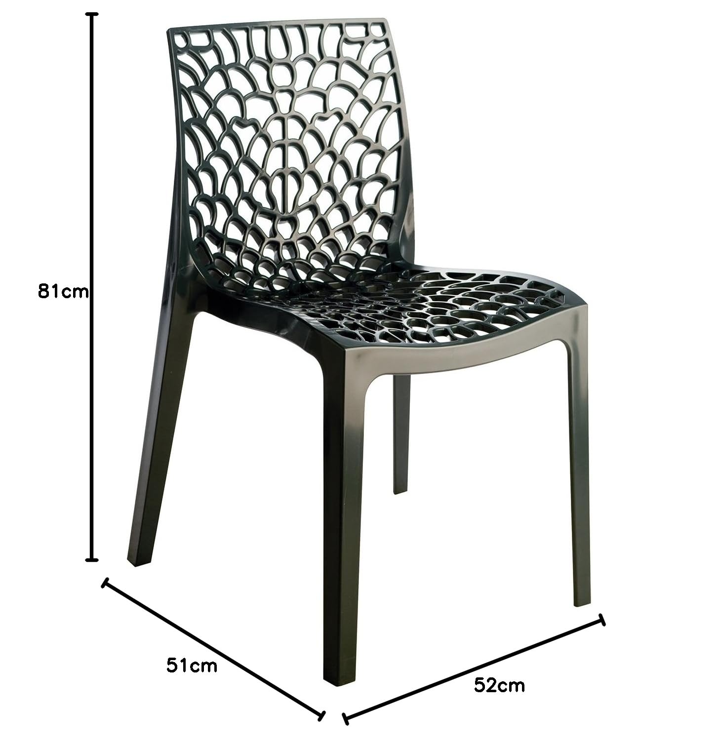 UP ON Nr.4 Chaises Mod. Gruvyer Higlopp Anthracite Brillant