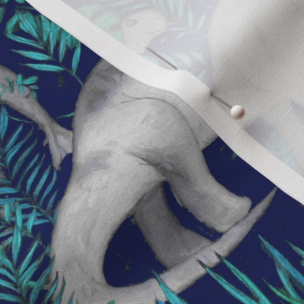 Spoonflower Fabric - Dinosaur Jungle Dark Blue Purple Background Medium Print Dinos Grey Printed on Petal Signature Cotton Fabric by The Yard - Sewing Quilting Apparel Crafts Decor