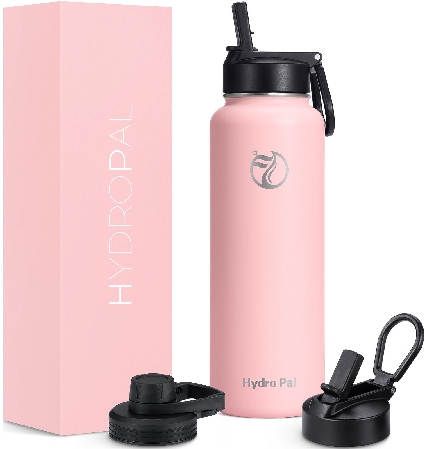 HydroPal Vacuum Insulated Water Bottle 1200ml (1.2L) Stainless Steel, BPA Free, Leakproof, 12H Hot 24H Cold, with 2 Lids for Camping