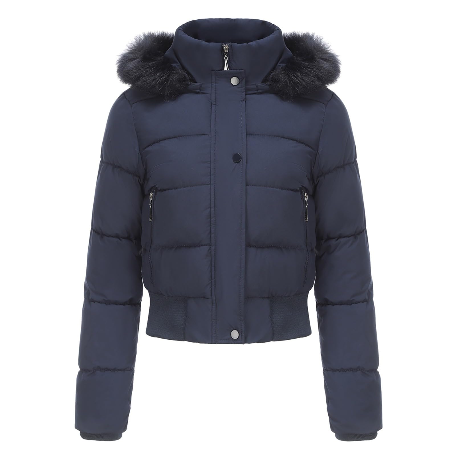 Giacche invernali per le donne Uk cappuccio staccabile cappotto parka da donna impermeabile casual a maniche lunghe giacca trapuntata con cappuccio imbottito spesso piumini con tasche inverno caldo