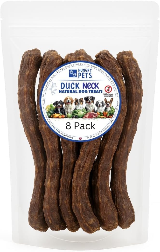 Hungry Pets Duck Necks 8 Pack – Natural Dog Treats Chews, Grain Free, High Protein