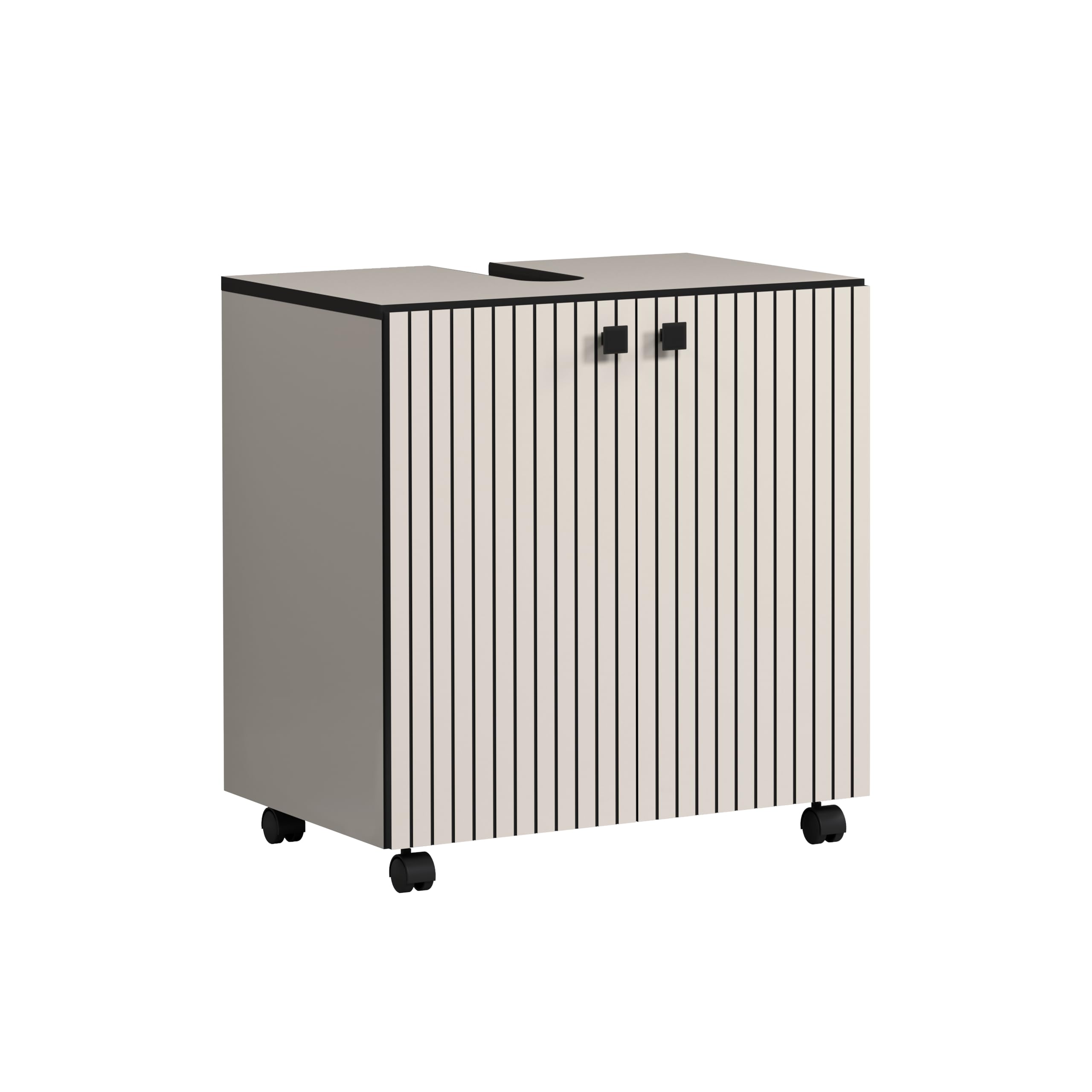 Trendteam Smart Living - Mobile Sottolavabo Skin Gloss Per Bagno, 60 X 56 X 31 Cm Bianco Con Finitura Ad Alta Lucentezza Con Intaglio Per Sifone 22620421