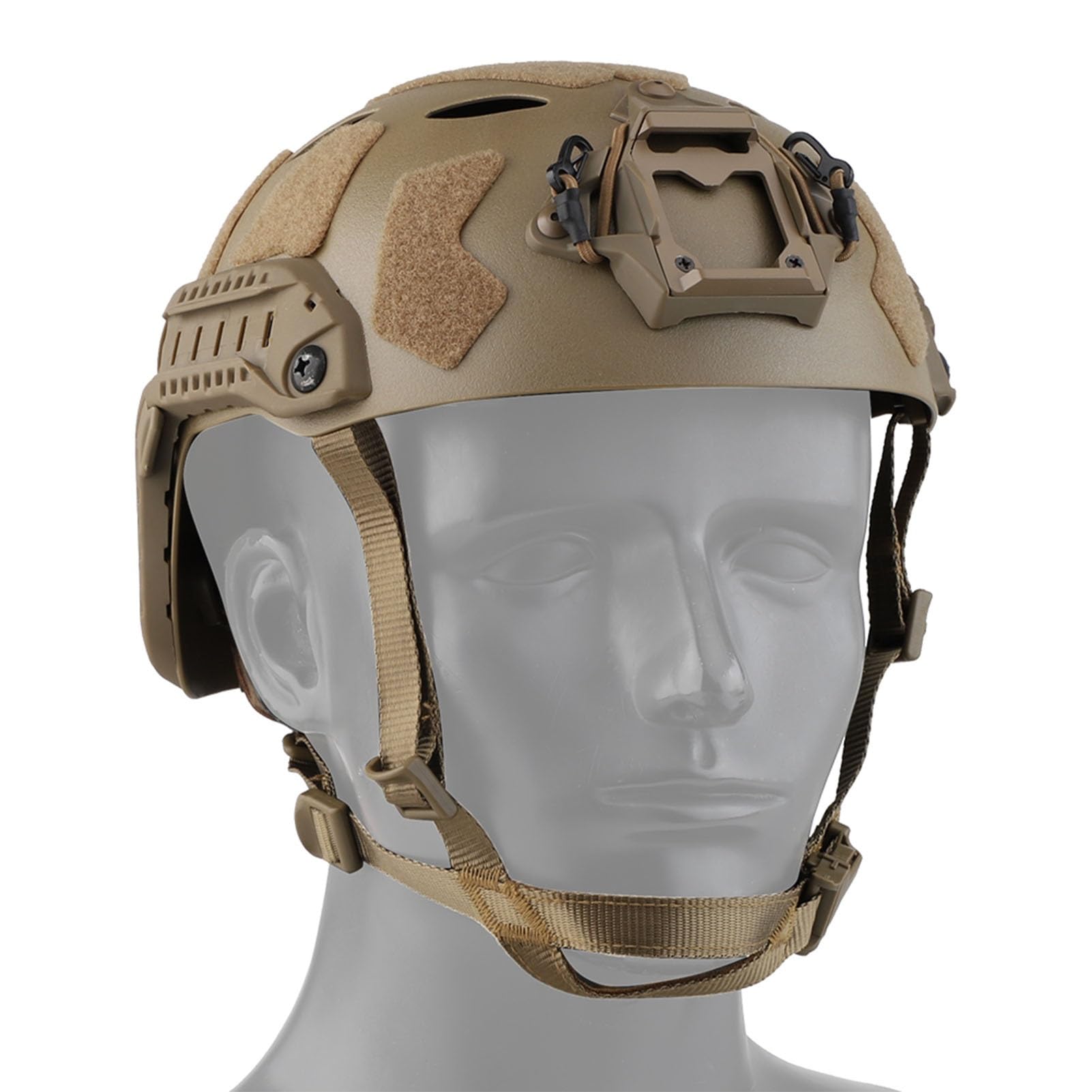 LDZDGD Lightweight Fast Tactical Helmet with NVG Shroud, Ventilated Design & Modular Rails for Outdoor & Tactical Activities(Brown)