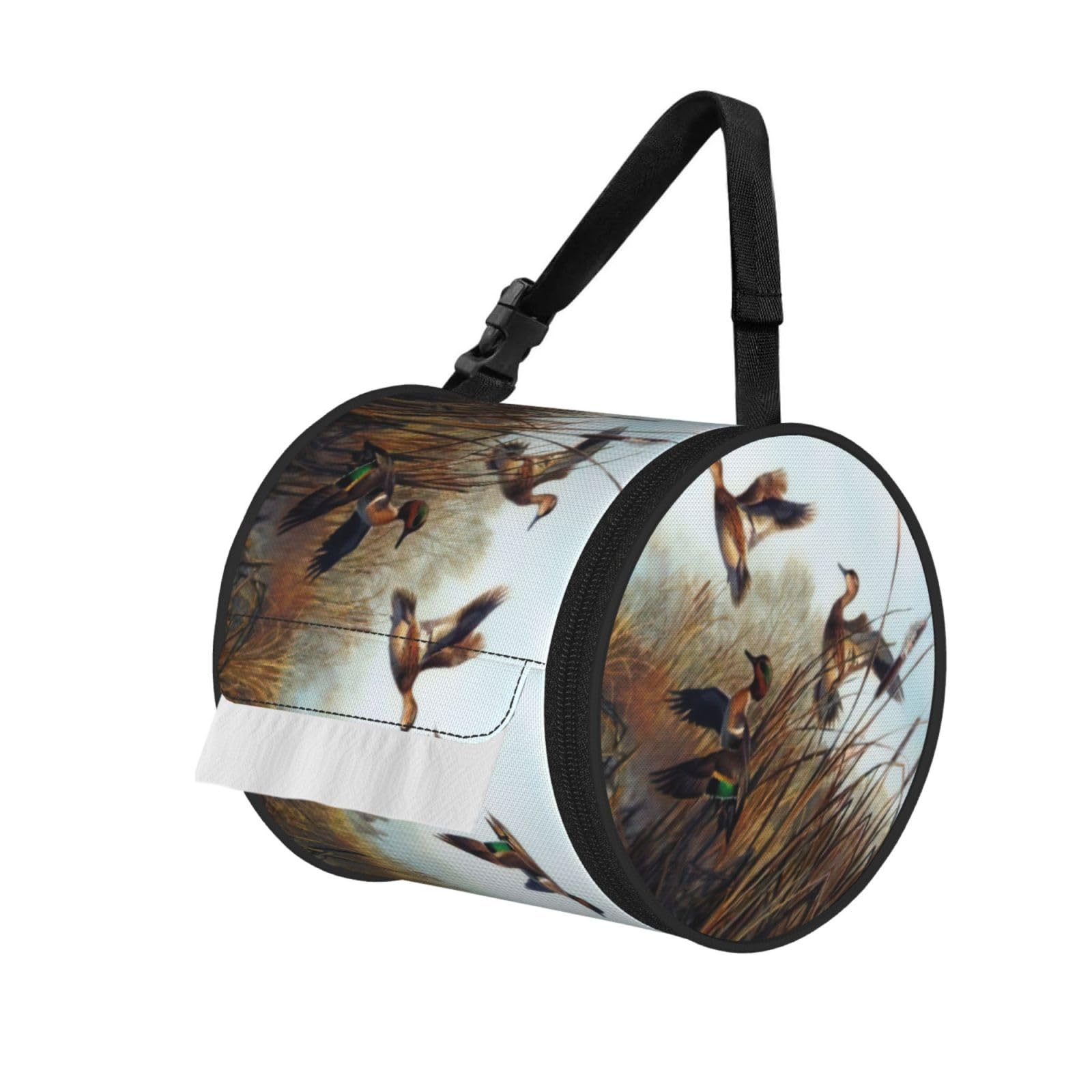Hunting Flying Wild Print Fashion Tissues Organizer Box, Hanging Tissue Holder For Purse Coins For Car Office Daily Outing