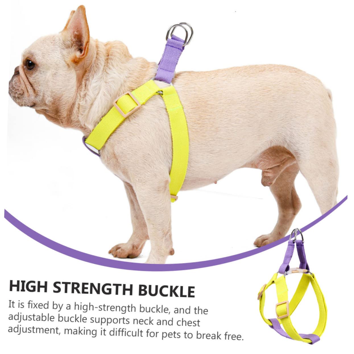 FRCOLOR 3pièces Réglable pour Chien Gilet De Traction Respirant pour Promenade Extérieur Ceinture Sécurisée pour Chiens Design Et sans Laisse