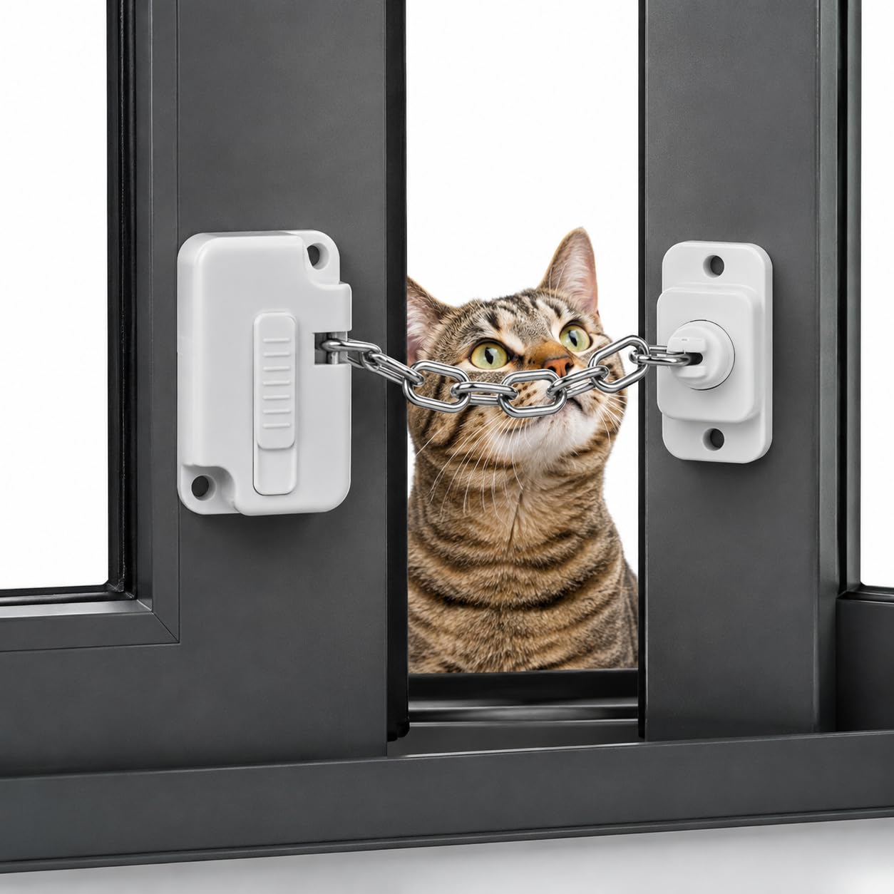 Window Locks Child Safety, 2pcs Window Restrictor for UPVC Windows, No Drilling 3M Adhesive & Screw Installation, Adjustable Window Safety Lock for Child Pet Cat Window Guard