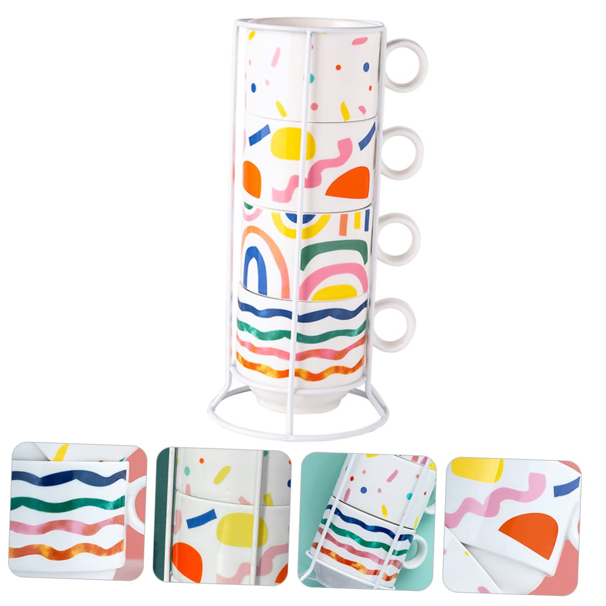 LIFKOME 1 Juego taza apilable taza de cerámica para beber taza de leche Tazas de cafe tazas de espresso taza de cerámica apilable taza de café de cerámica apilable Vidrio taza de porcelana