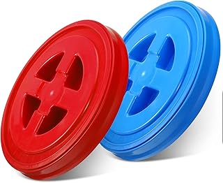 Quzzil 2 Pieces Seal Lids Bucket Seal Lid 5 Gallon Screw Top Lids for Plastic Bucket Compatible with Gamma (Red, Blue)