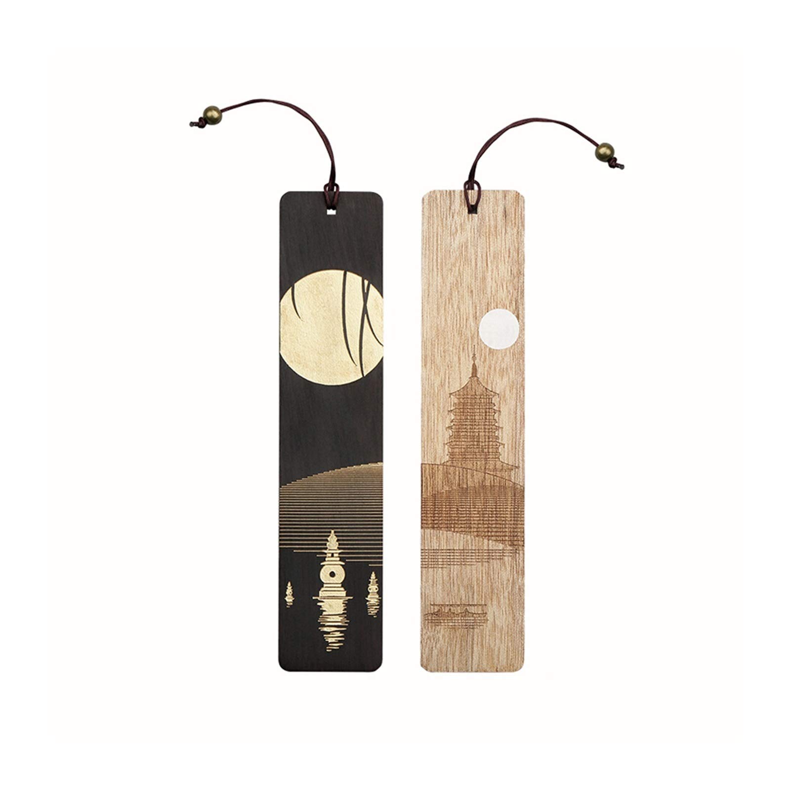 Marque Pages Bookmarks en Bois Books à la Main en Bois Naturel Bookmark Set de 2 PCS est Un Cadeau Unique pour Les Enseignants Étudiants Hommes et Femmes Signets