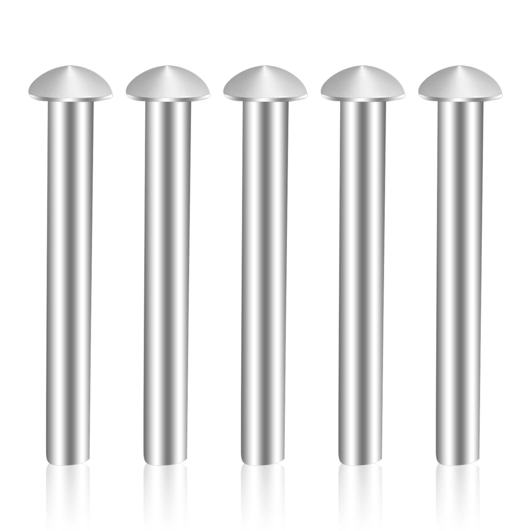 5 sztuk solidnych aluminiowych nitów z okrągłą główką, solidne nity do rękojeści łopaty, trzonek ogrodowych (50 x 6 mm)