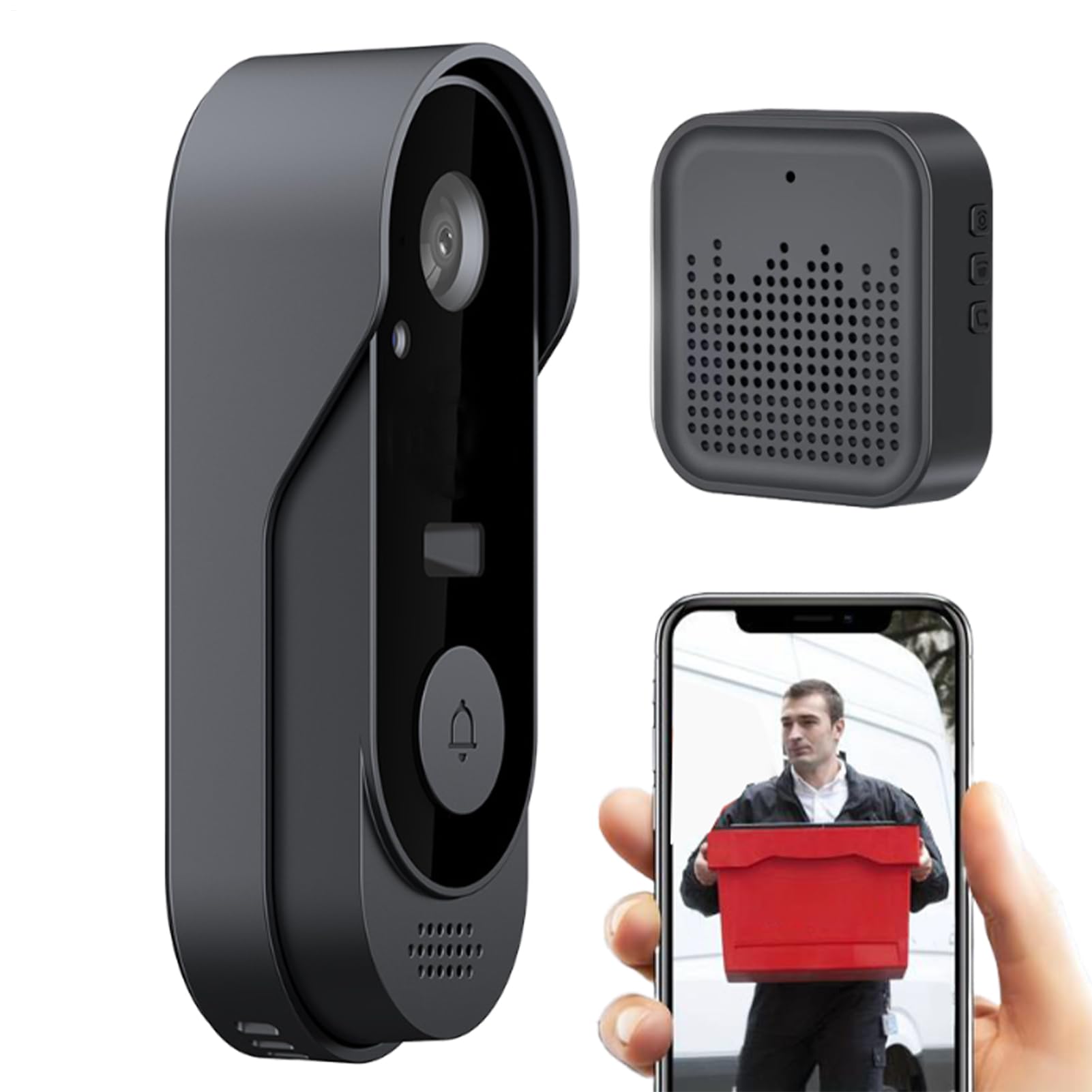 Smart Door Camera - Wireless Video Door System with Motion Sensor, Two-Way Communication, Cloud Memory for Home Entry Security | Night Mod