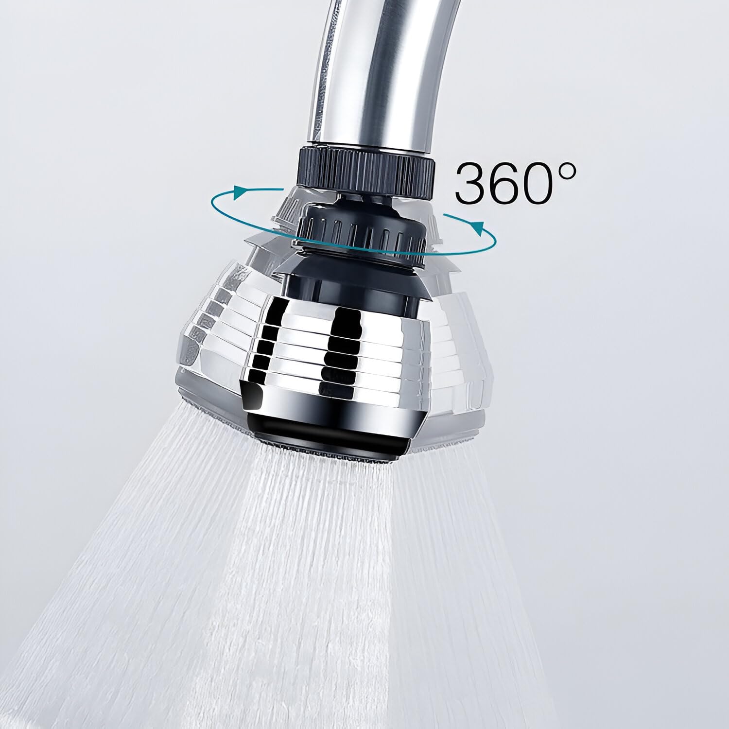 Amillee Swivel Faucet Sprayer Head Nozzle with Adapter, 360° Rotating Dual-Mode Aerator Spray Head Replacement for Kitchen & Bathroom Sink, 2 Spray Settings – Black (FAUCET-HEAD-D) 2