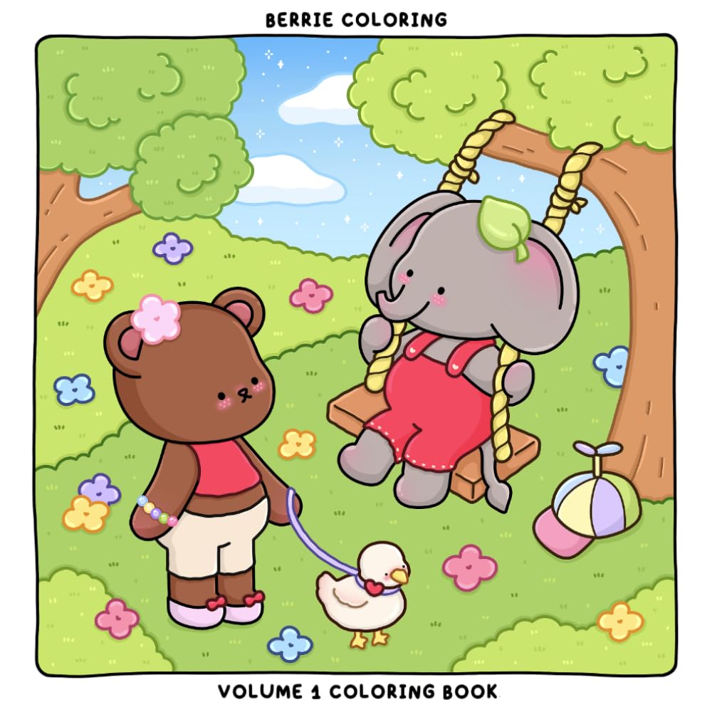 Berrie Coloring Volume 1: Cute and Cozy Coloring Book for Kids & Adults Featuring Easy to Color Animal Illustrations and Adorable Scenes