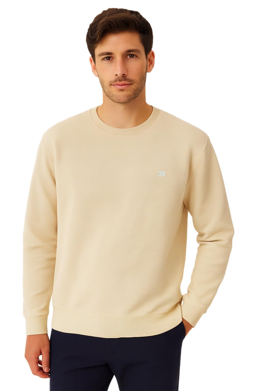 Big Button Ribbed Light Weight Round Neck Sweatshirt-picture-44