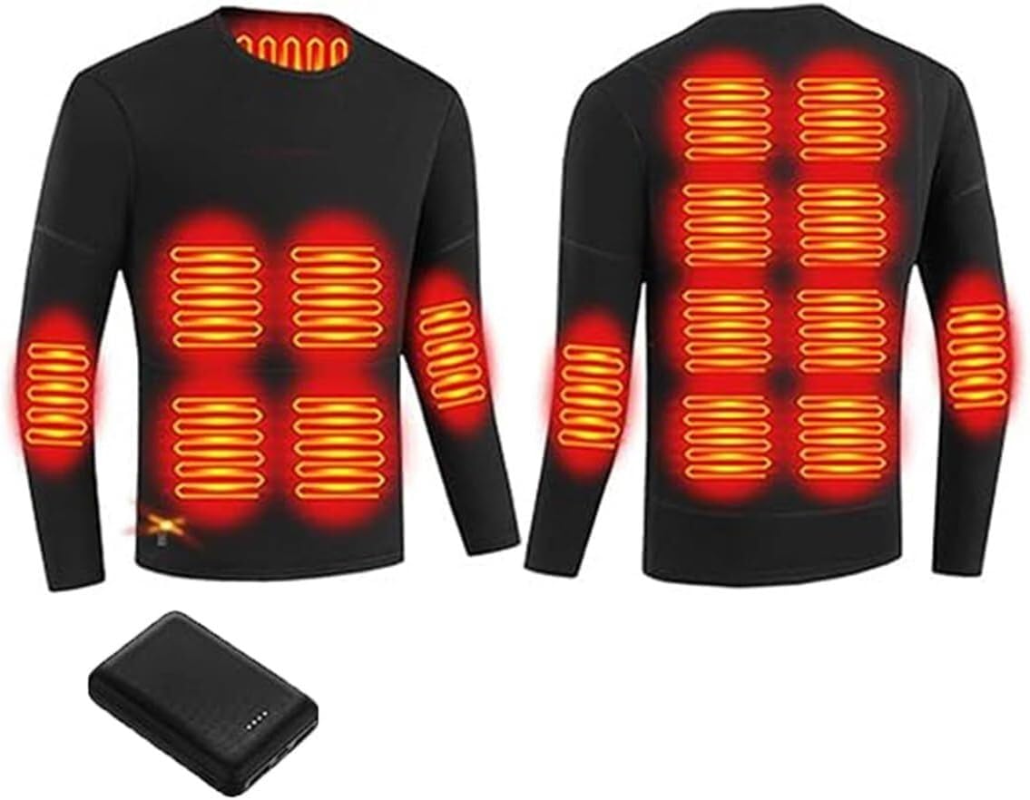 Koszulka termiczna z 16 strefami ogrzewania, z trzystopniową regulacją temperatury dla mężczyzn(Noir,3XL)