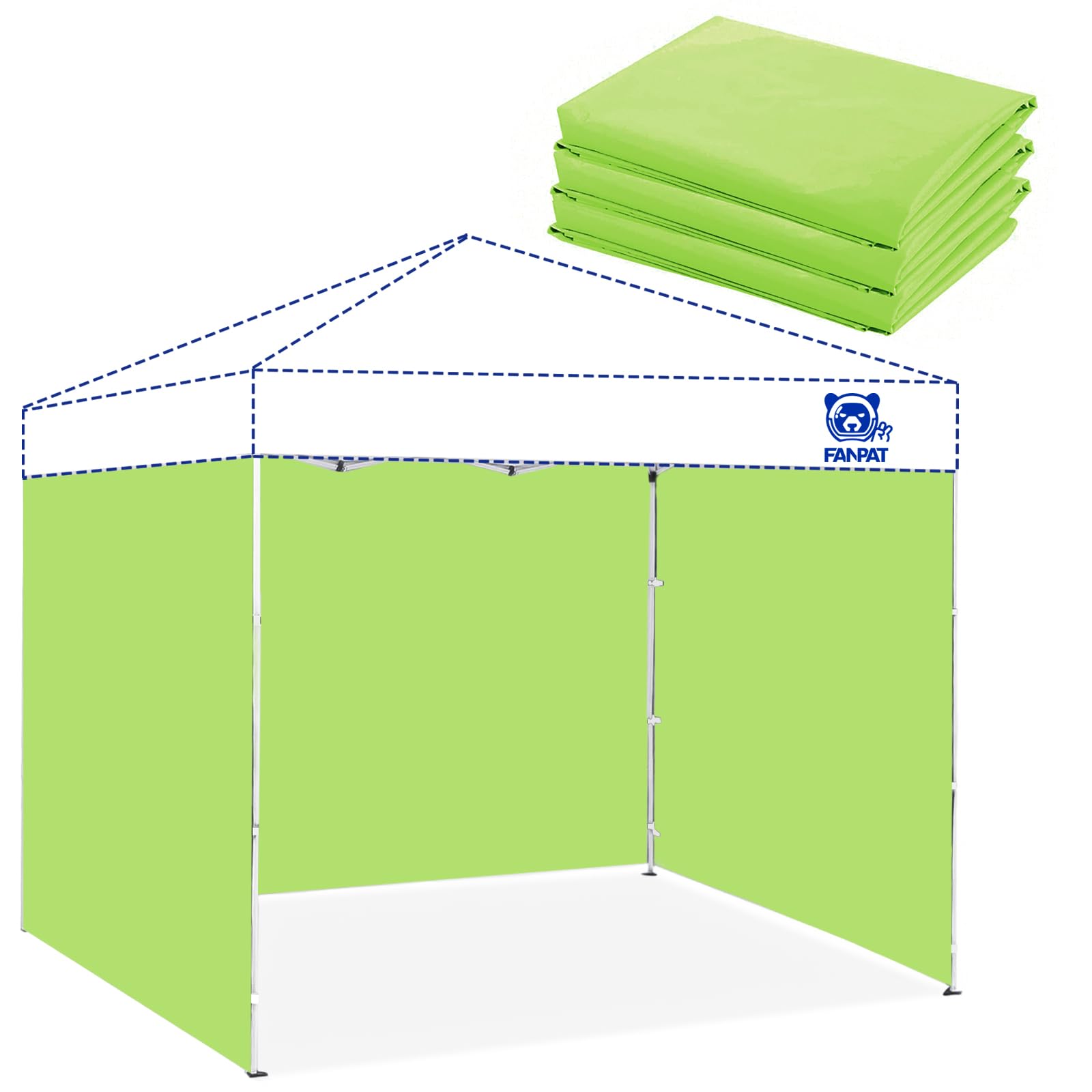 FANPAT Sidewalls for 10x10 Pop Up Canopy,Radiant Green(3Pcs Sidewalls Only)
