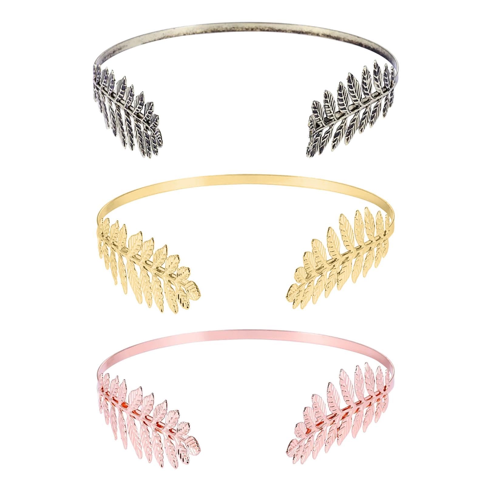 2 Pcs Leaf Tiaras for Women - Back-Worn Metal Headband with Delicate Leaf Design, Goddess Wedding Hair Accessory for Women, Elegant Bridal Tiara for