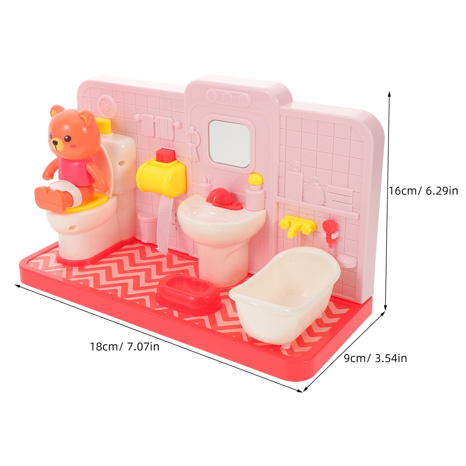 Gatuida Mini Juguete de baño para Aprender a IR al baño: Juego de con un Adorable Oso de Peluche para niños - Juego de rol de simulación - Accesorios de para casa de muñecas para Aprendizaje