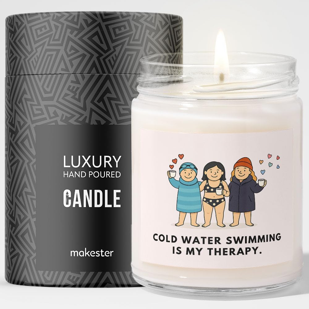 Cold Water Swimmer Gift - Luxury Soy Wax Candle - Vanilla, Jasmine, Sugared Almond - Makester โ image 1