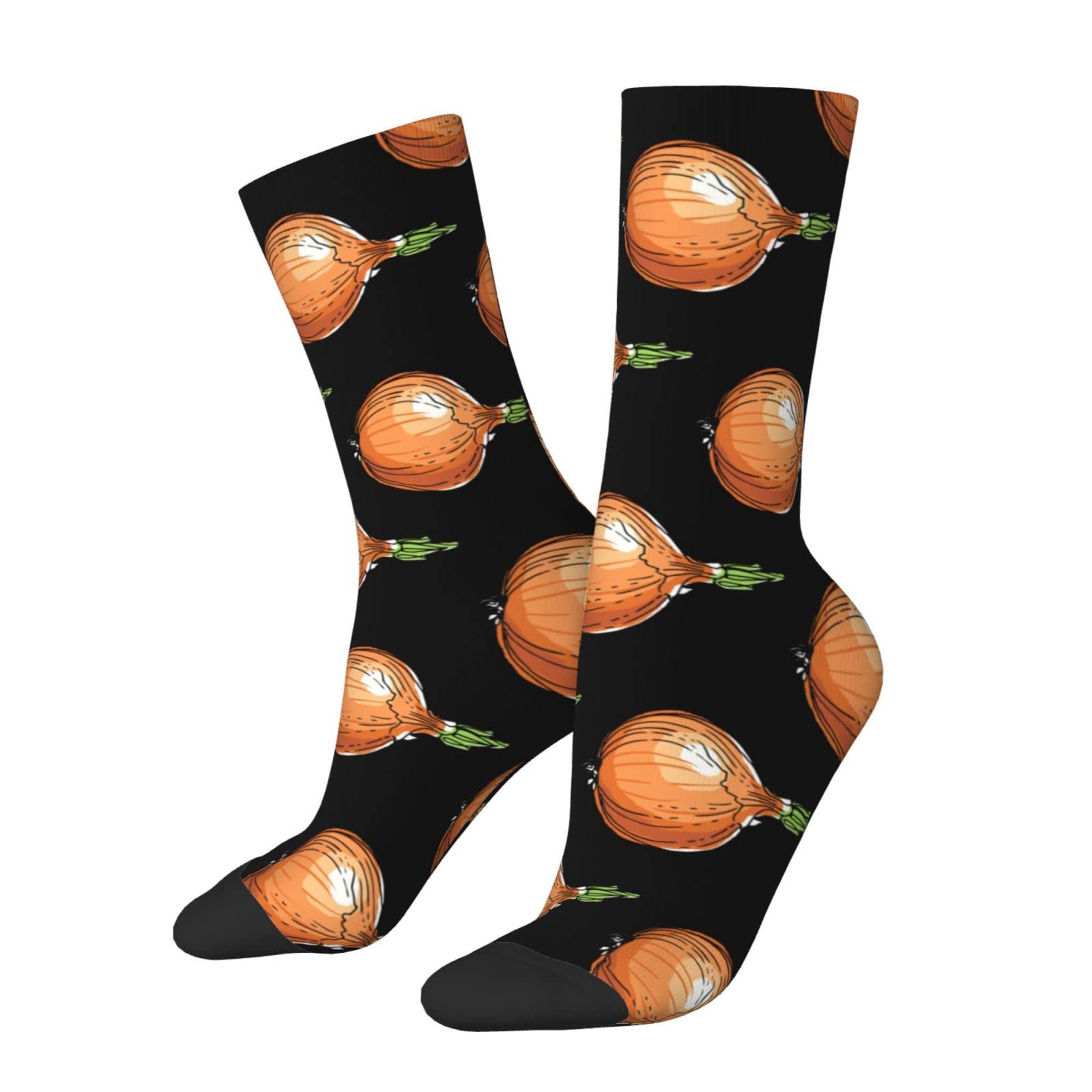 Disnimoo Unisex As Pic Onion Socks, Funny Novelty Crew Socks For Men Women Teen, White, One Size