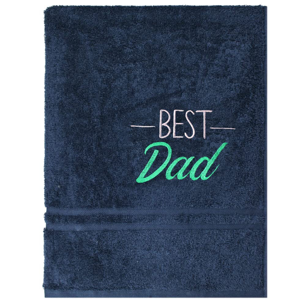 Teddyt's Green Embroidered Best Dad Navy Cotton Bath Towel