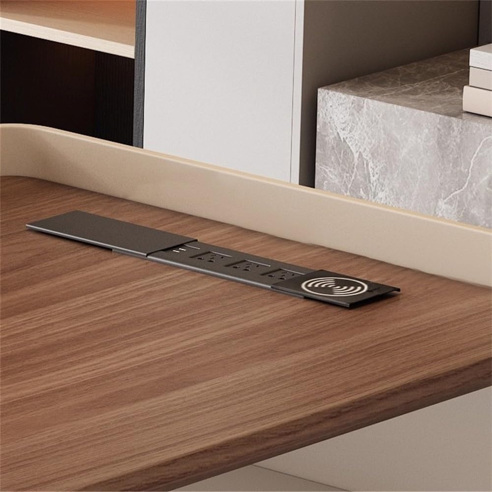 Table Bureau de travail moderne avec 2 tiroirs et prises courant(S)