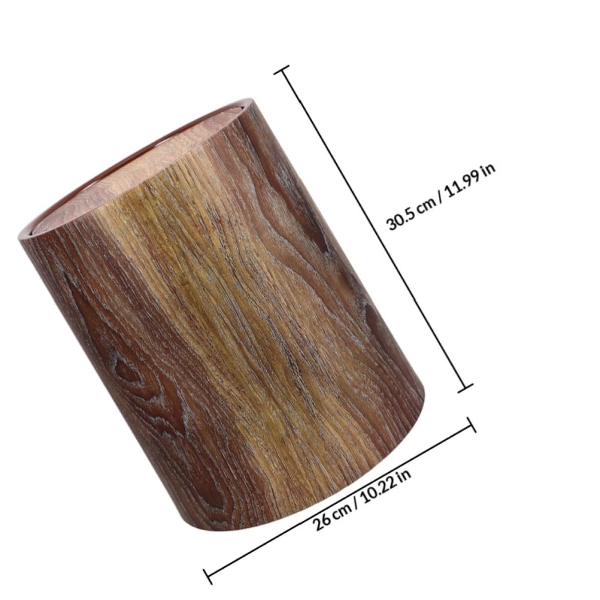 Totority Cubo de Basura de Plástico Diseño Imitación Madera, Capacidad 15l, Forma Redonda, Práctico y Resistente para Cocina o Dormitorios