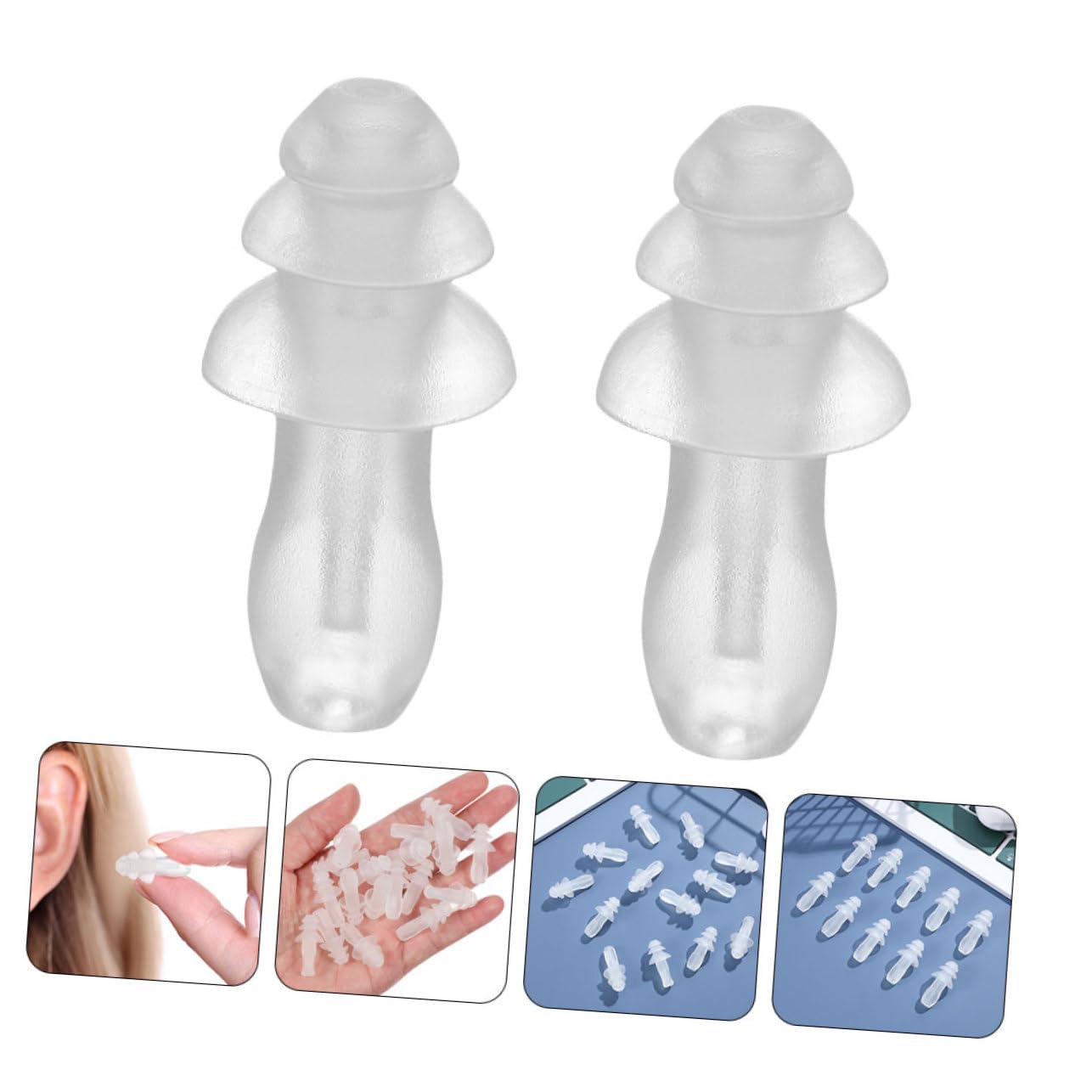 ULTECHNOVO 200pares Tapones De Silicona Transparentes Para Reducción De Ruido Reutilizables Protección Auditiva Para Estudio y Entornos Ruidosos