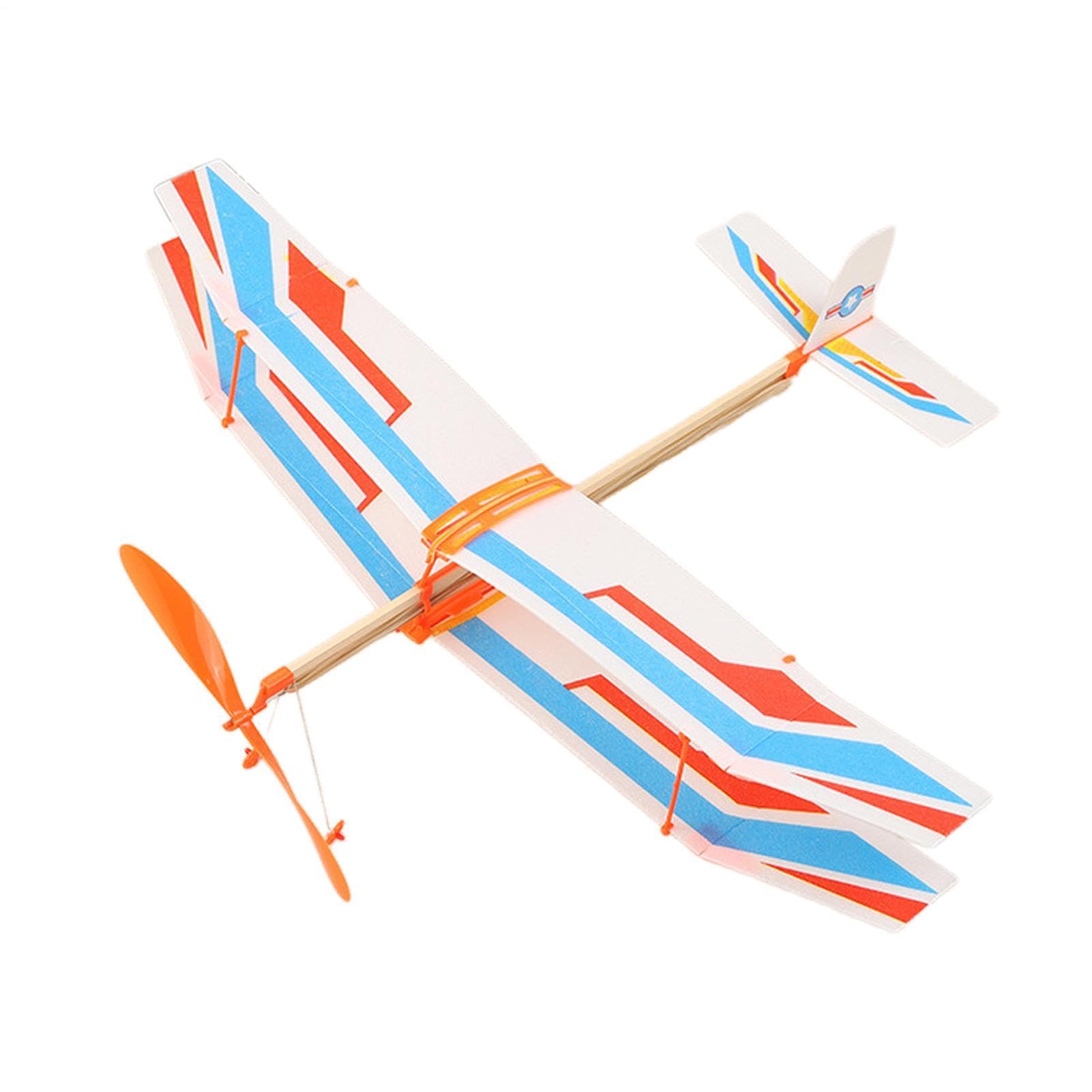 Kit De Avión Con Banda De Goma – Biplano De Madera Balsa Y Hélice Colorida – Modelo Educativo De Vuelo Para Niños Y Escolares