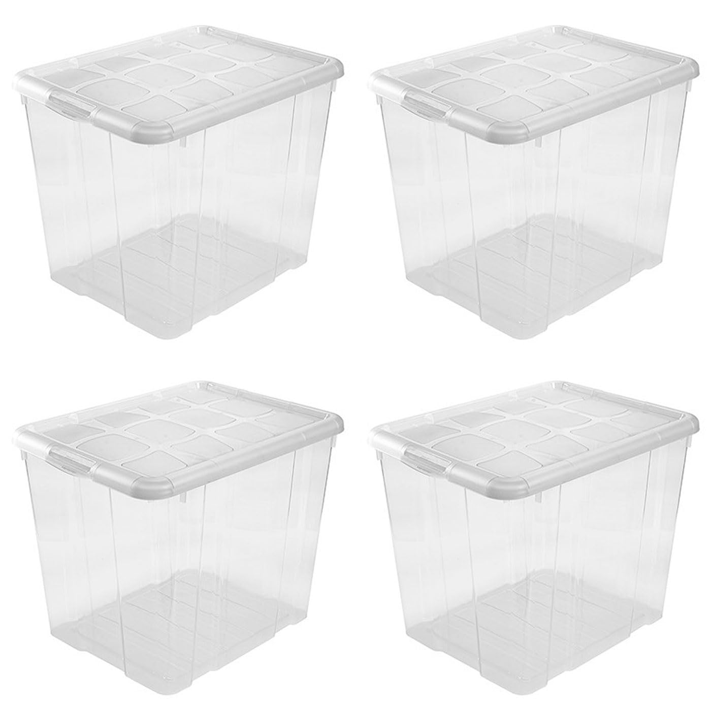 Acan Tradineur - Pack de 4 cajas de almacenaje, de 35,5 x 41,5 x 35 cm, nº 17, con capacidad de 35 litros con tapa para organización del hogar, baúl organizador(35,5 x 41,5 x 35 cm, Pack de 4)
