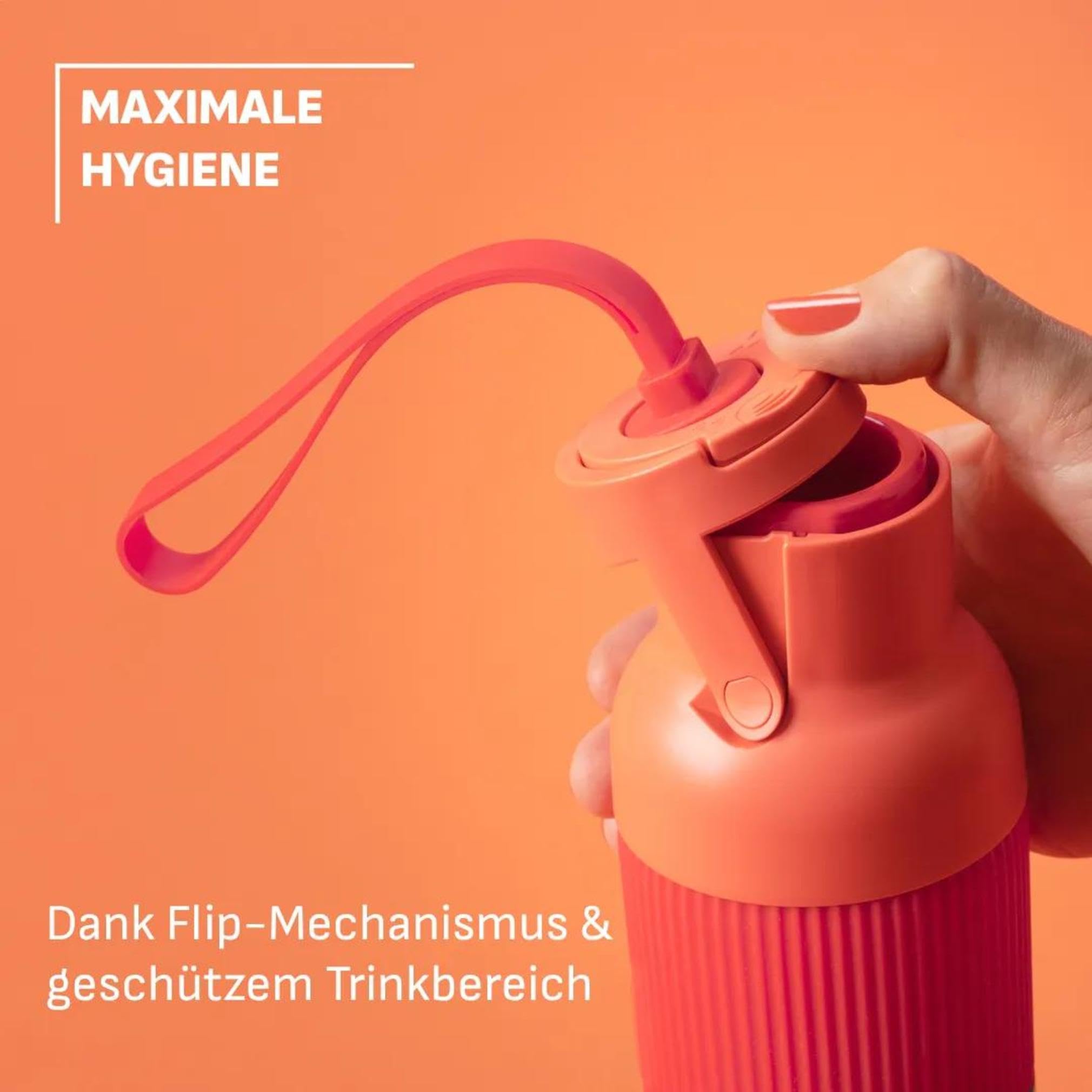 EMSA oneClick beYou, Travel Set, 100% Auslaufsicher, beYou Flip Bottle 0,7 L, Food Storage Container 0,5 L, 1,20 L, Orange, N3121550