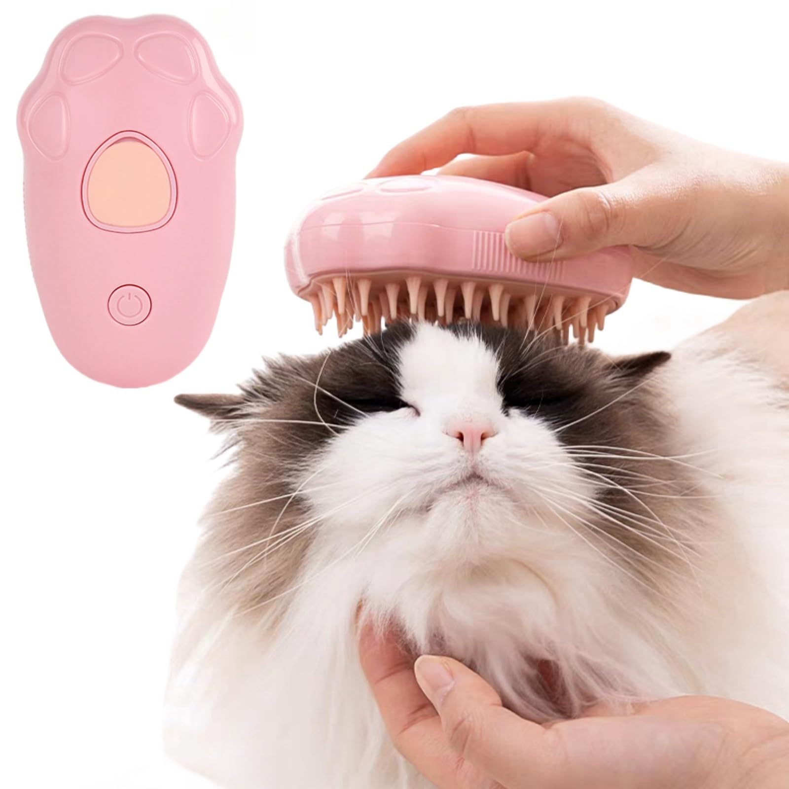 Cepillo Vapor para Gatos,Cepillo de Vapor para Gatos 3 en 1,Cepillo Vapor Autolimpiable,Steamy Cat Brush,Cepillo Vapor para Gatos para Masaje,Cepillo de Vapor para Cabello Mascotas Pelo Largo o Corto