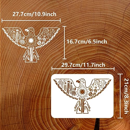 FINGERINSPIRE Aztec Eagle Stencil for Painting 21x29.7cm Flying Eagle Painting Stencil Sun Mountain Cactus Drawing Template Animal Theme Stencil for Painting on Wood Fabric Canvas Clothing - Image 2