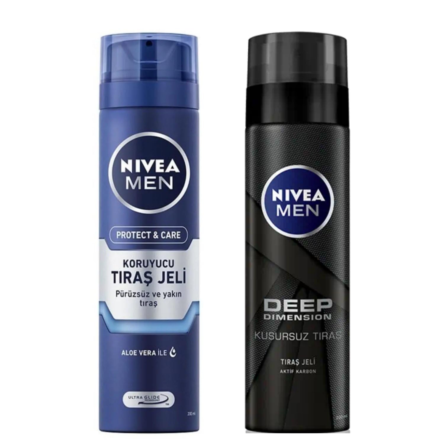 NIVEA Men Protect & Care Tıraş Jeli 200 ml + NIVEA Men Deep Dimension Tıraş Jeli, 200 ml X2