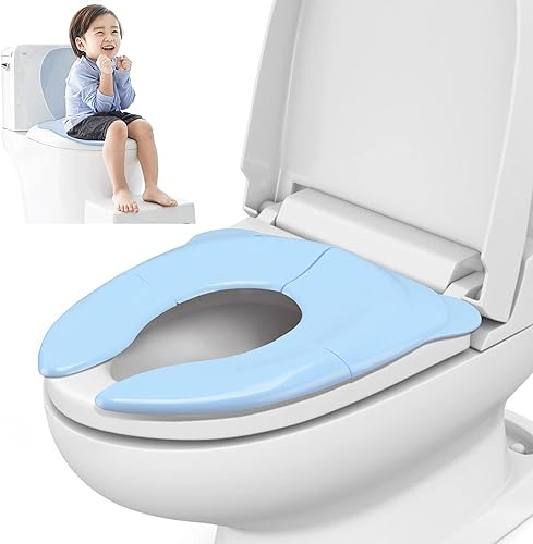 Asiento de inodoro plegable de viaje para niños pequeños asiento de entrenamiento portátil se adapta a la mayoría de inodoros asiento de orinal de