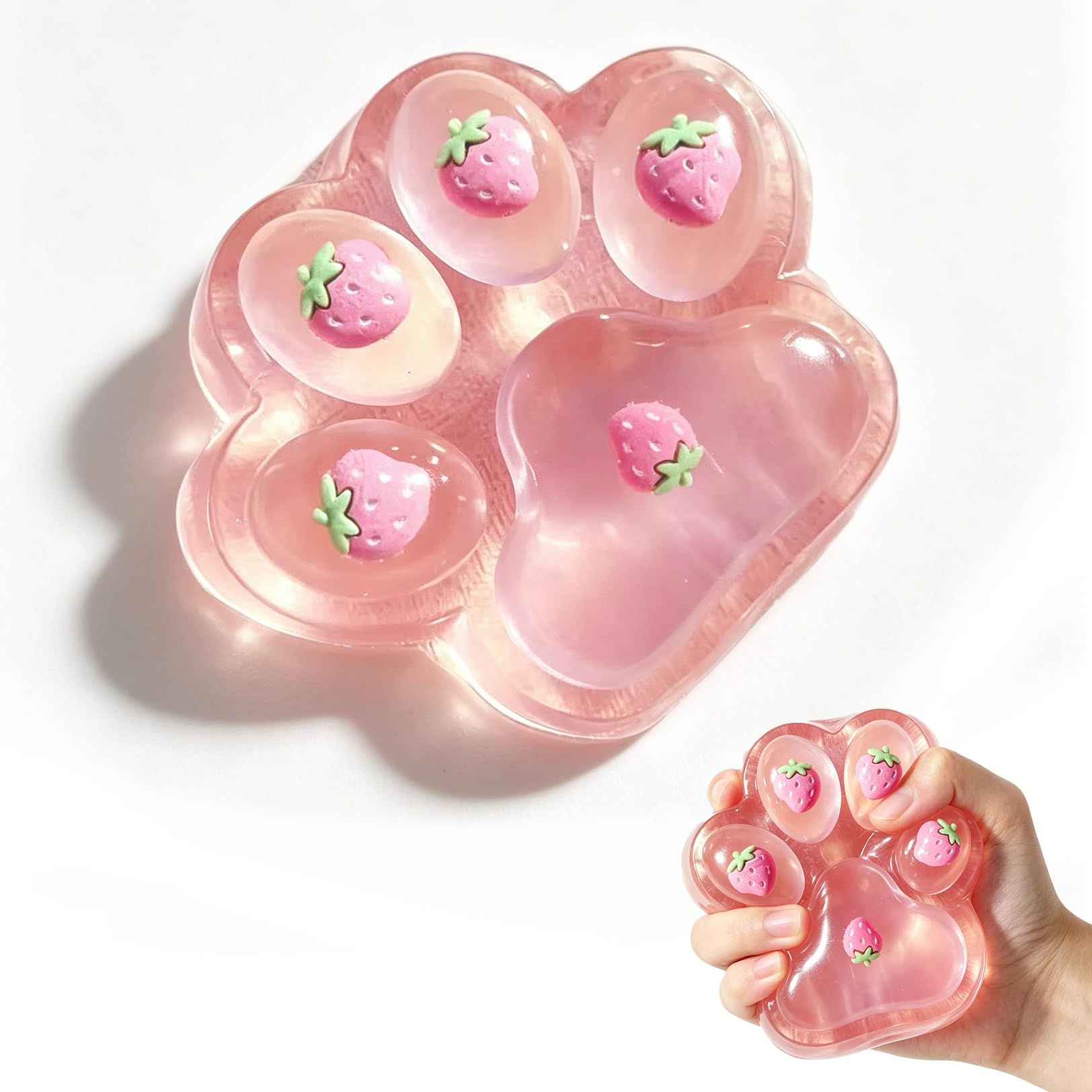 Giant Squishy,Cute Soft Big Strawberry Cat Paw Squishy Toys Large Squishys