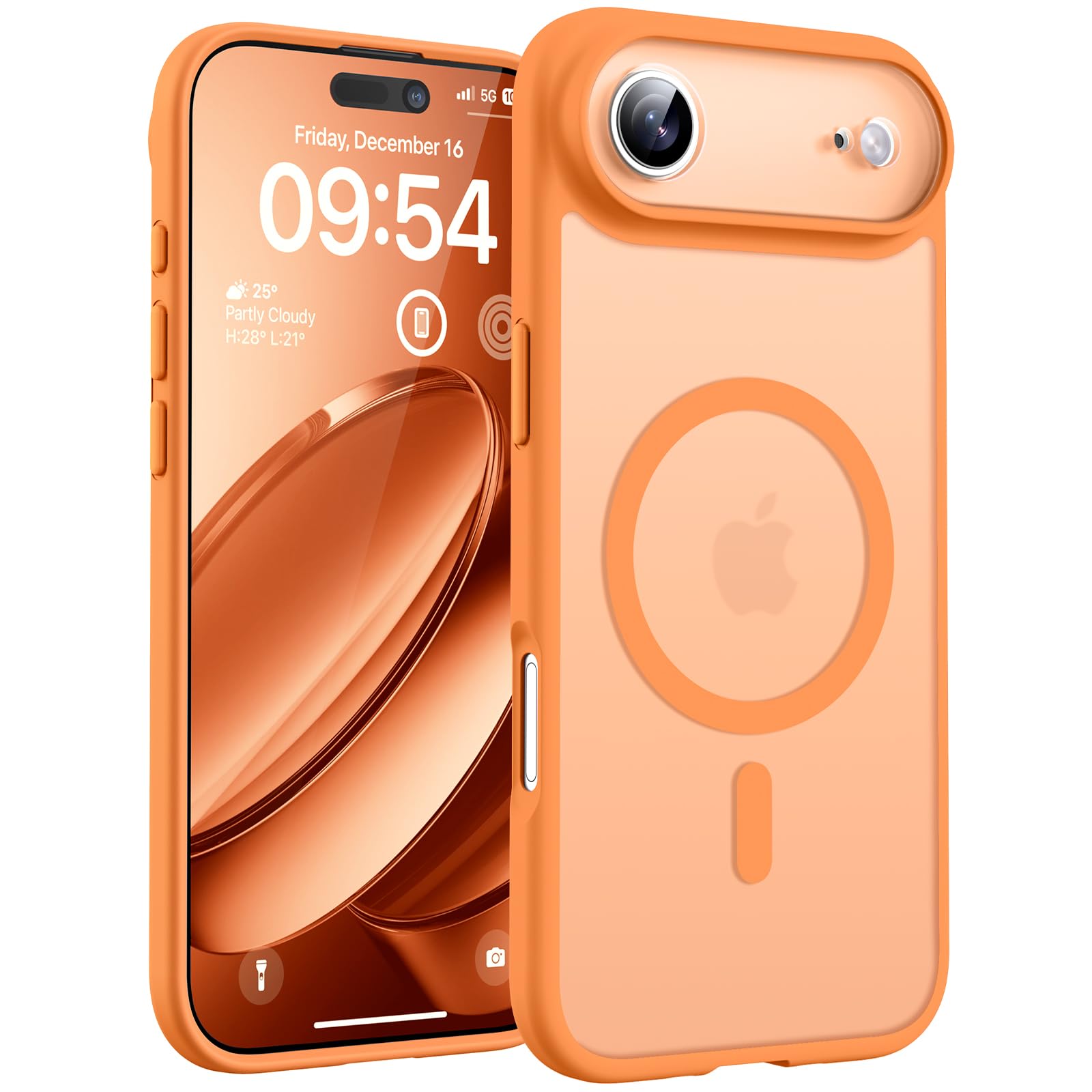 TOCOL for iPhone Air Case, Compatible with Magsafe Charger, Full Camera Protection, Drop Protection, Translucent Matte Phone Case for iPhone 17 Air 6.5 inch (Orange)