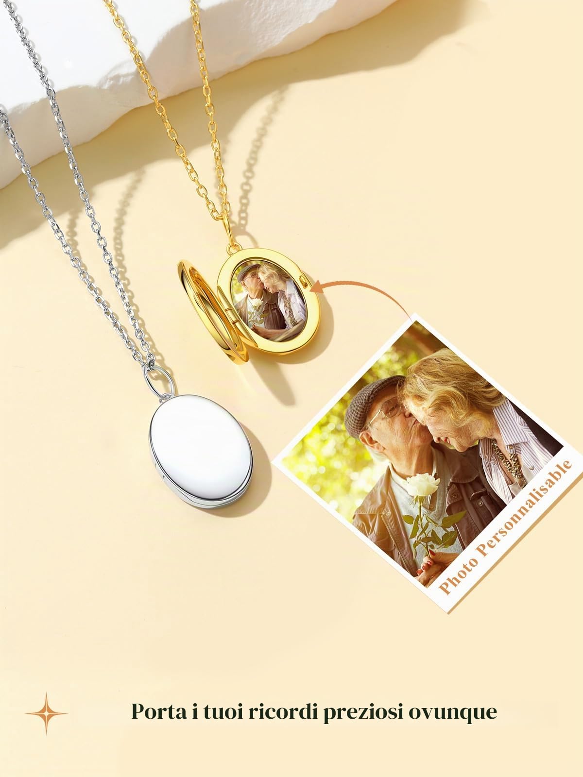 Custom4U Argento S925 Collana Locket Foto Personalizzata Donna Nome Testo Incisione 2 Foto Apribile Antiallergico 41/46/55 CM Delicato Solido Regalo Mamma Amore Creativo
