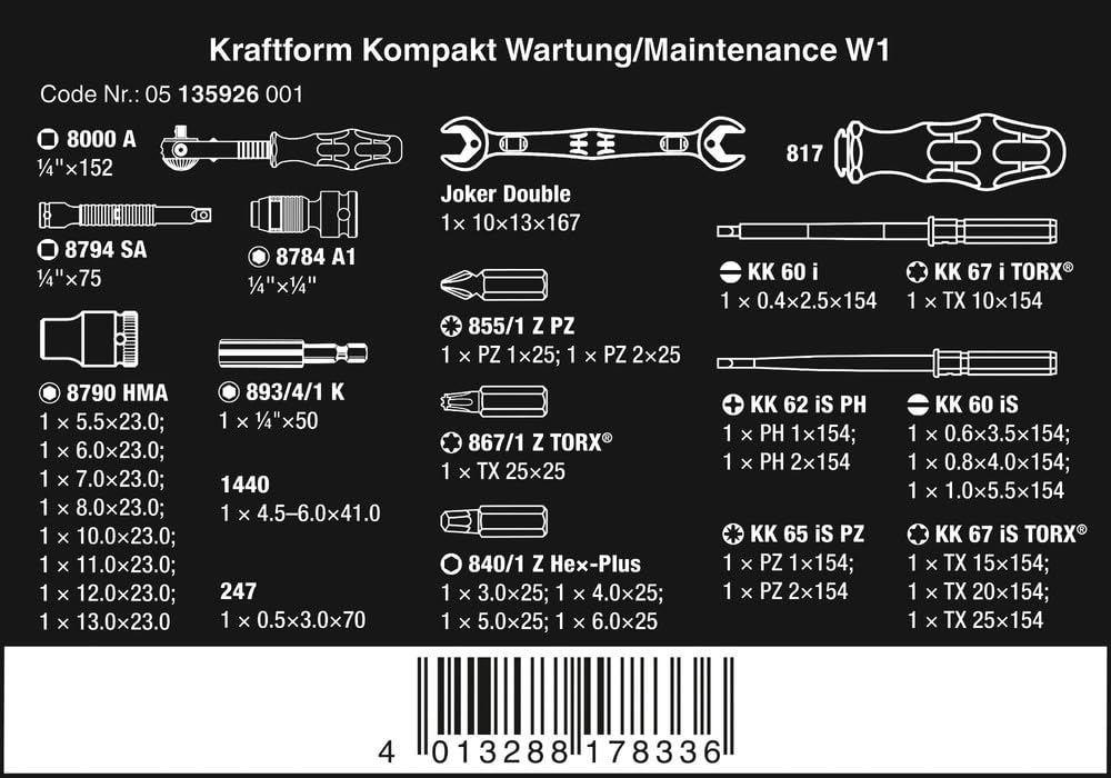 Wera 05135926001 Kraftform Kompakt W 1 Manutenzione, Assortimento utensili isolati, 35 pezzi