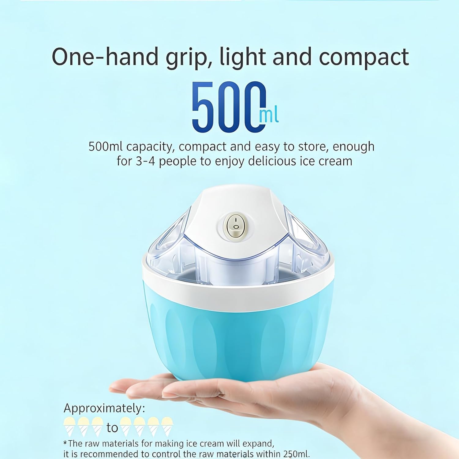 Kleine Mini-eismaschine Für Zuhause, Neue Persönliche Eismaschine 2026 Mit Ein-knopf-bedienung, Kompakte Elektrische Sorbetmaschine (500 Ml) Für Selbstgemachte Eiscreme Und Den Täglichen Blue*2