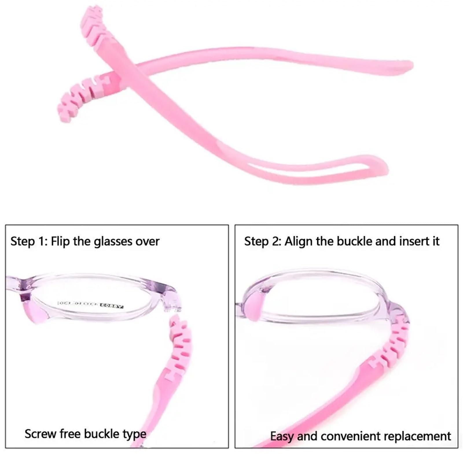 Gafas Patilla Patilla 1 par de patas de gafas de silicona, accesorios for patas de gafas de silicona EyeBicolor a presión for niños(Purple)