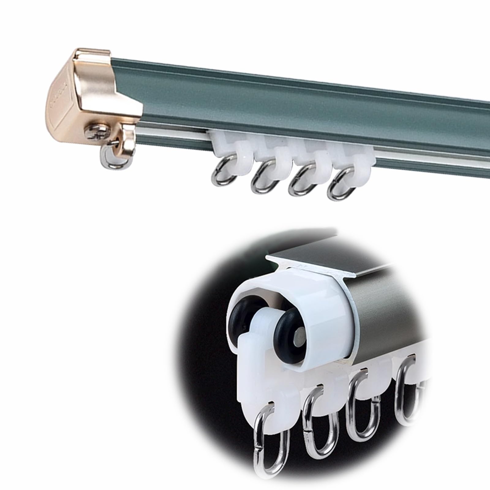 WQPMNYG Aluminum Rail Track System for RV & GazeboQuietly Slides Room Divider & Privacy Guard7.87ft Green Mounting Solution